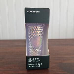 Starbucks ColdCup KeyChain 2023 Studded Iridescent Blue/Lilac Tumbler Coffee New